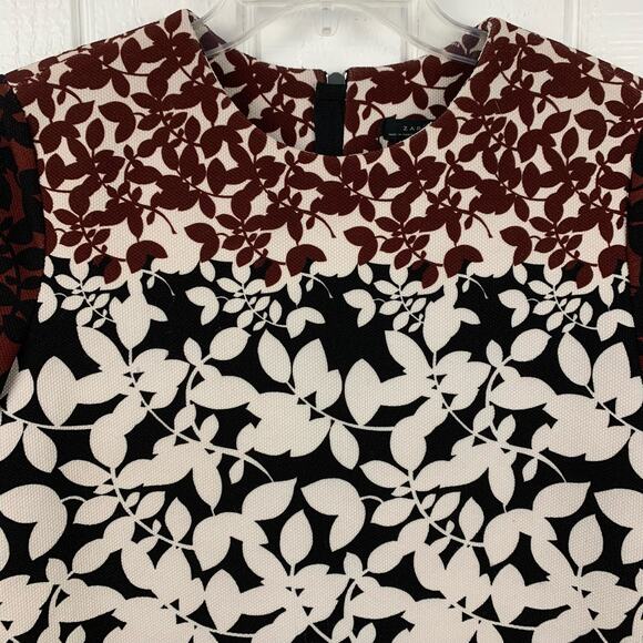 Zara Women Short Sleeve Mini Dress Preppy Office Colorblock Floral Size Small - Picture 2 of 8